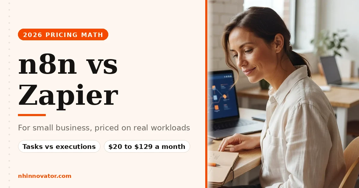 n8n vs Zapier for small business, 2026 pricing math